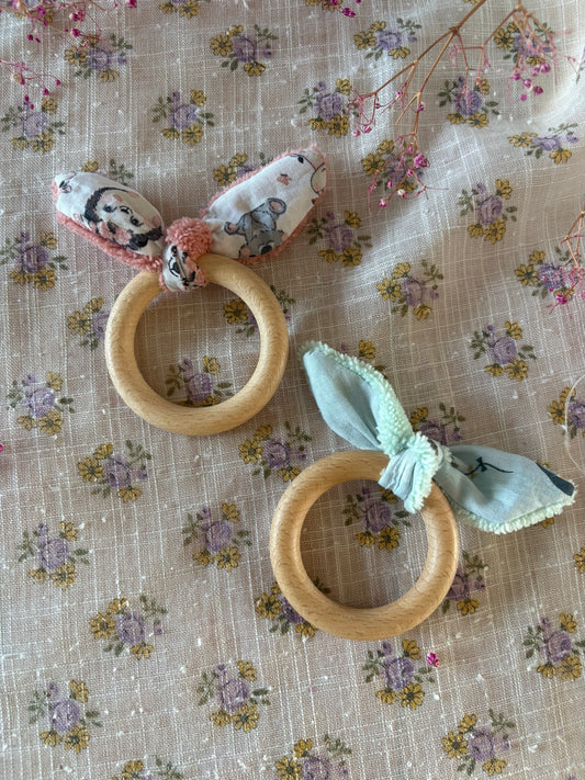 Anneaux de dentition bois et tissu