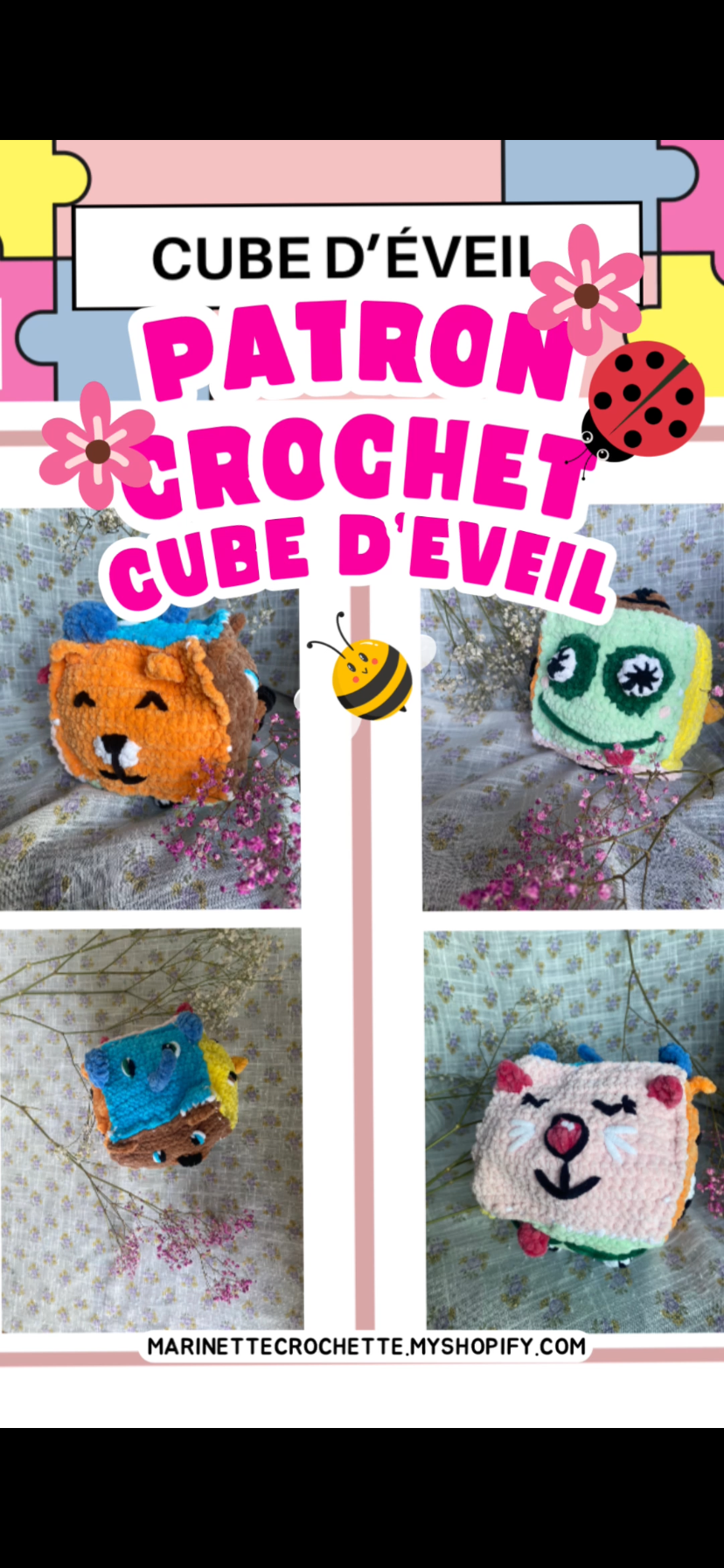 Patron du cube d'éveil animaux